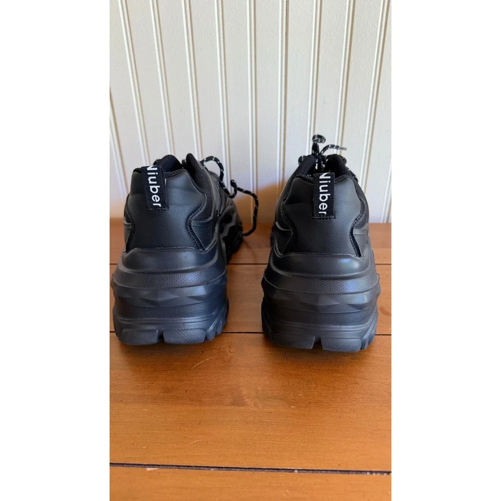 Niluber High Rise Black Chunky Sneaker Women's Size 9‎ Lightweight Non-Slip